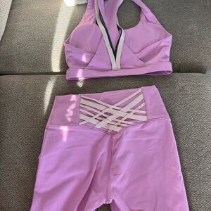 Purple biker shirt & bra set size small
